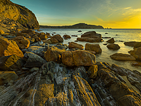 bretagne, landscape, crozon, natural park, photos from Brittany, anse de dinan, beach, rock, pebble, ledge, sunset, sun, wave, winter, sky, cloud, waterscape, dark, night